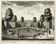 135759 Gezicht in de tuin achter het huis Wallestein bij Loenen, met de grote vijver gezien in de richting van het huis.